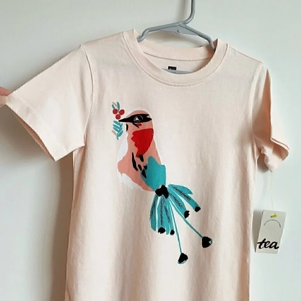 NWT Tea Collection Girl Island Bird T-shirt Dress 3T 4T 5T 6 Years - Picture 3 of 6
